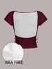 Yozy Wine Red Backless Crop Top Tee For Women, Suitable For Summer