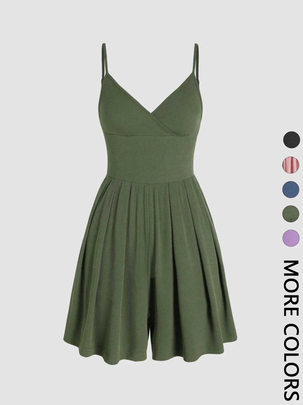 Women's Plain Backless Wrap Fitted Cami Romper, Casual Adjustable Spaghetti Strap Wide Leg Romper, Summer Outfits 2024, Ladies Clothes for Daily Wear