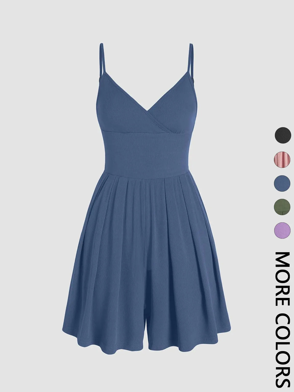 Women's Plain Backless Wrap Fitted Cami Romper, Casual Adjustable Spaghetti Strap Wide Leg Romper, Summer Outfits 2024, Ladies Clothes for Daily Wear