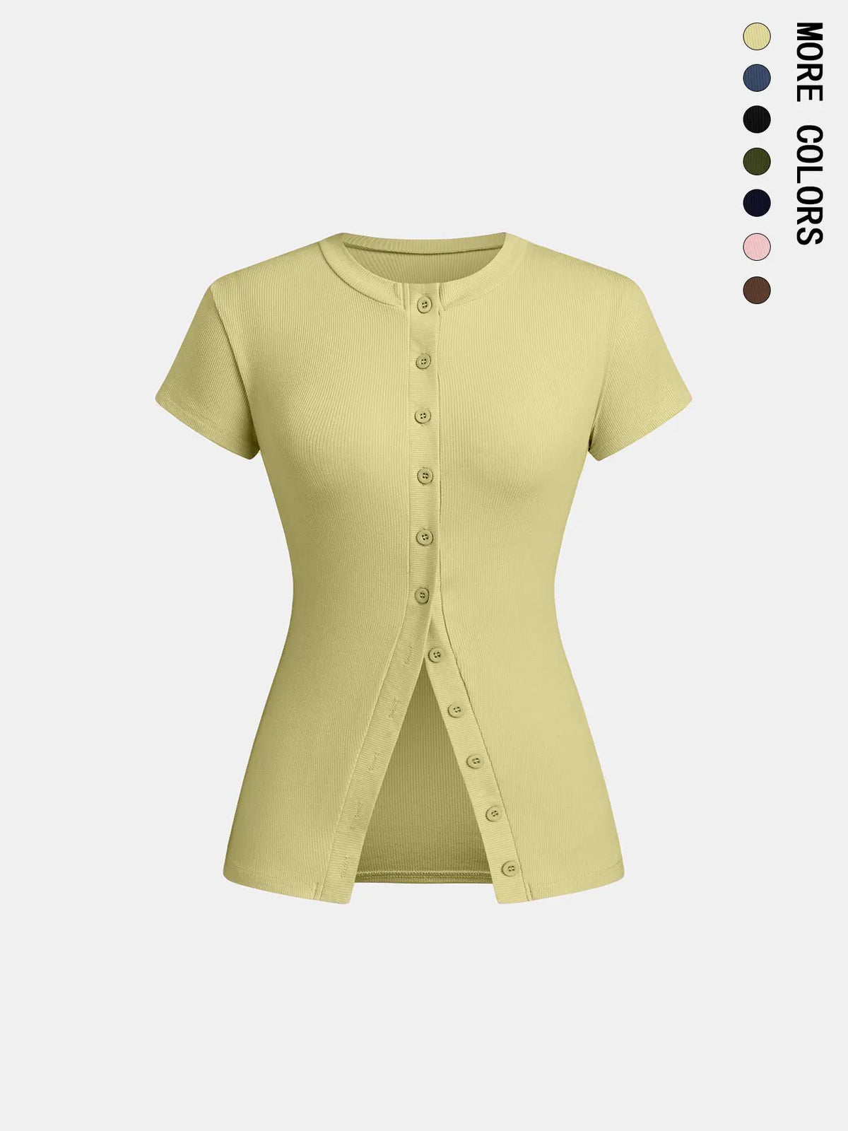 Women's Solid Color Button Tee, Casual Short Sleeve Round Neck T-shirt for Daily Wear, Ladies Clothes for All Seasons